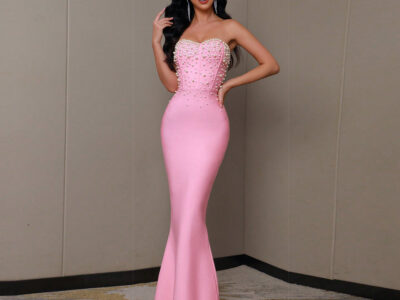Sleeveless Beaded Long Bandage One-piece Dress Women