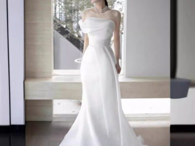 French Off-shoulder Light Wedding Dress Bride