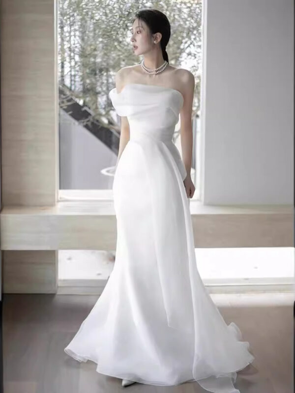 French Off-Shoulder Bridal Dress