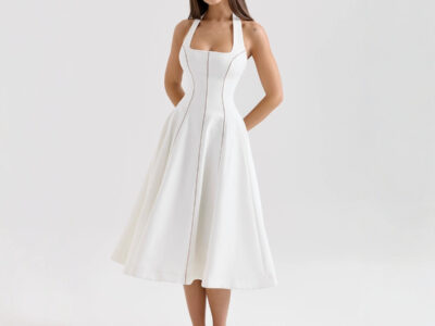 Backless Halter-neck Midi Dress For Women