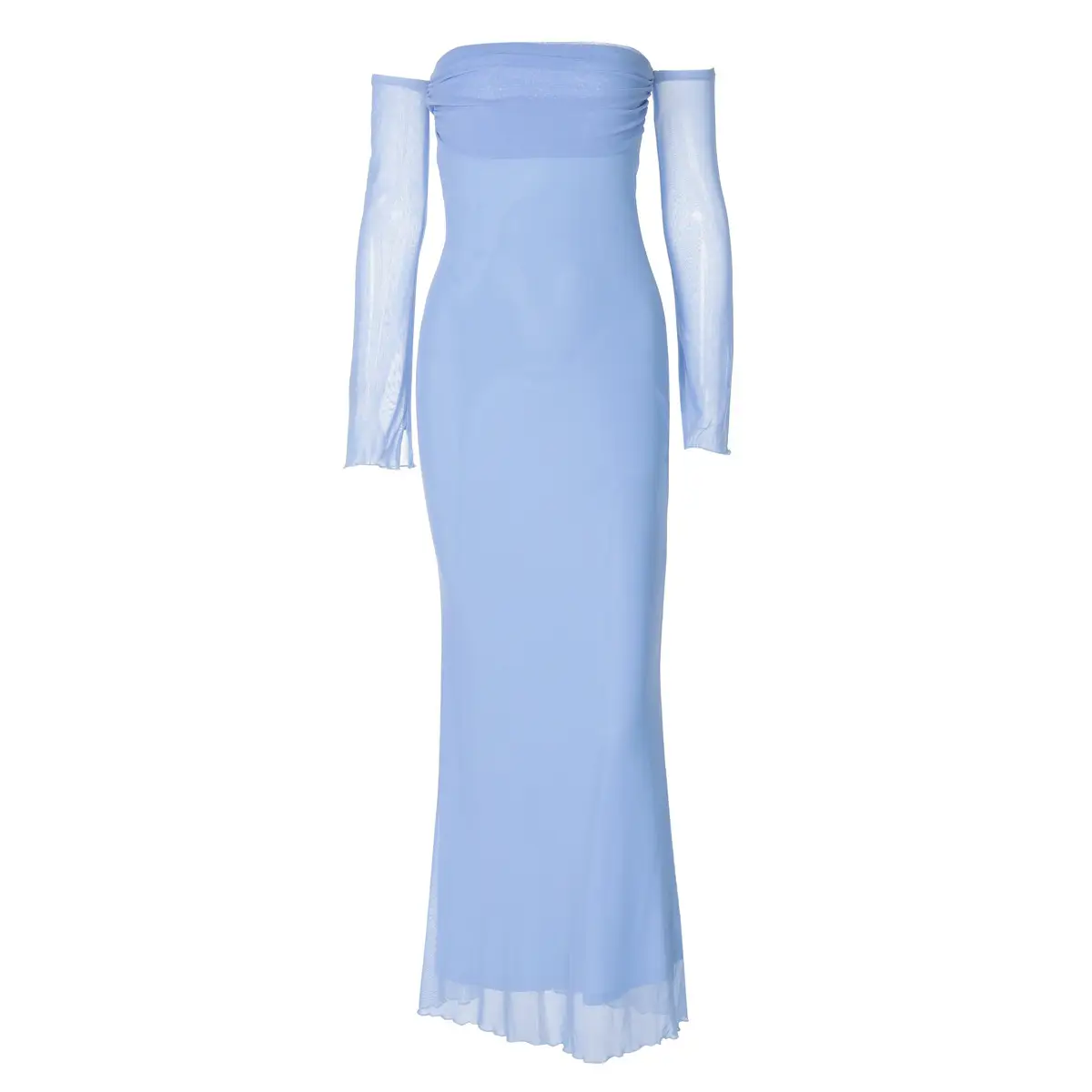 Summer New Tube Top Off-neck Off-the-shoulder Stitching Long Sleeve Tight Dress - Image 5