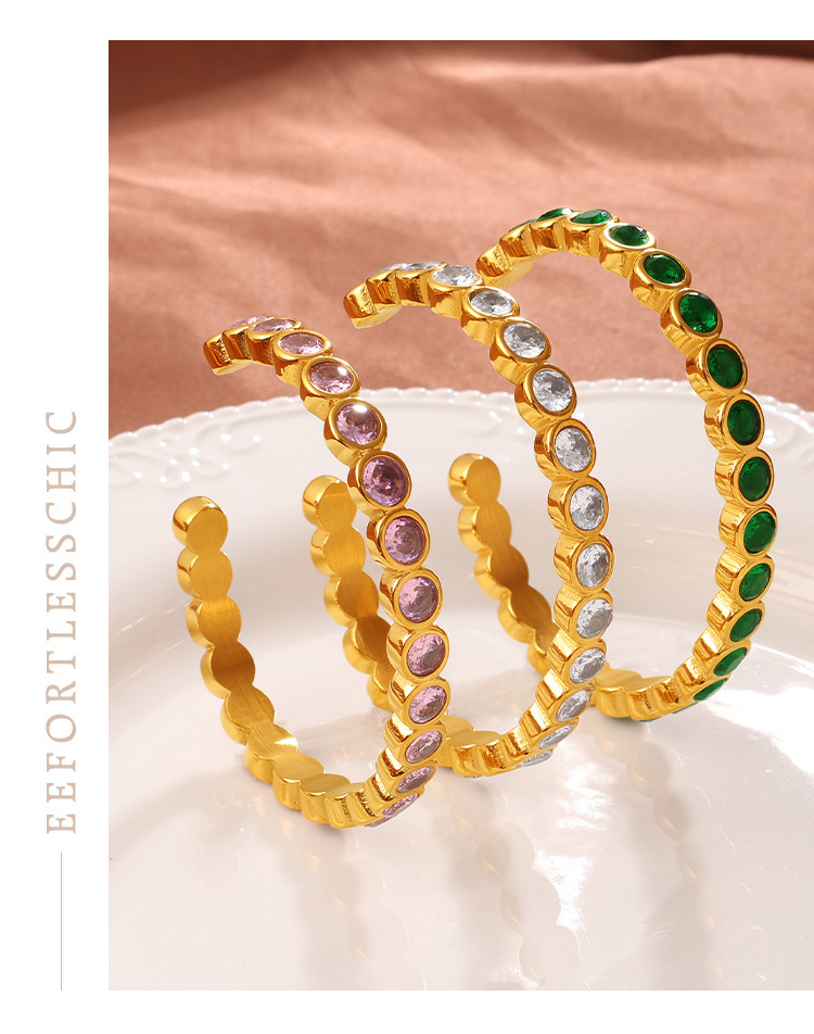 Multi-Color Zircon Open Cuff Bracelet - Image 2