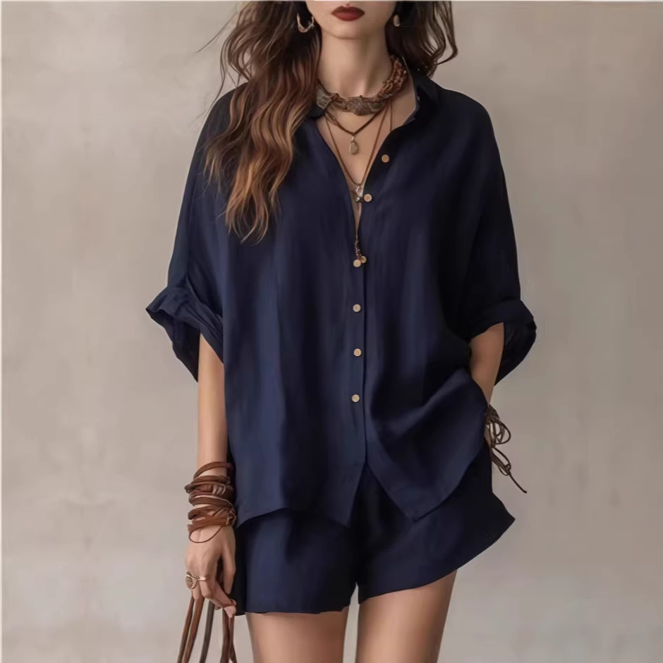 Button-Up Shirt and Wide-Leg Shorts Set - Image 4
