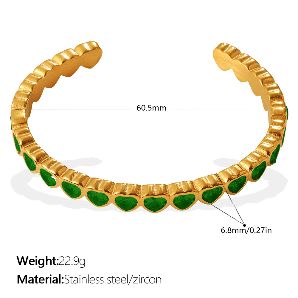 Multi-Color Zircon Open Cuff Bracelet - Image 8