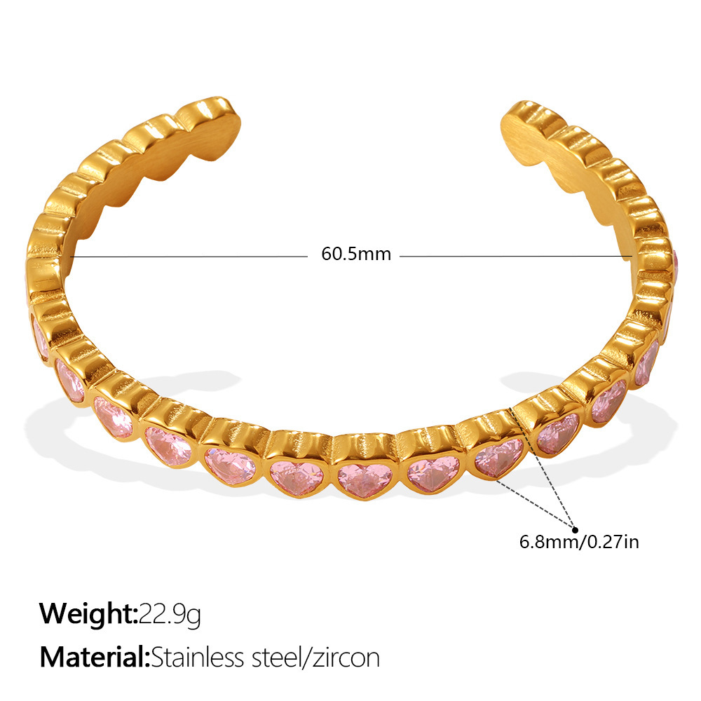 Multi-Color Zircon Open Cuff Bracelet - Image 10