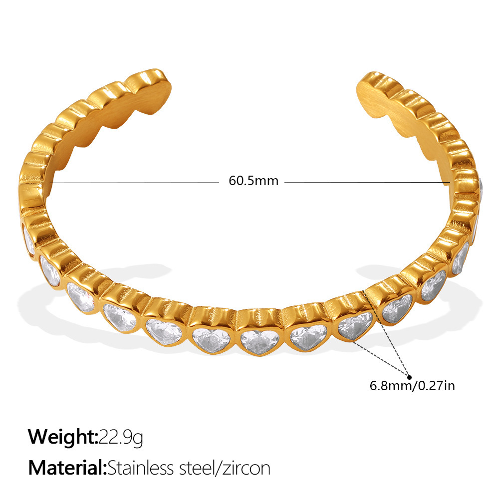 Multi-Color Zircon Open Cuff Bracelet - Image 9