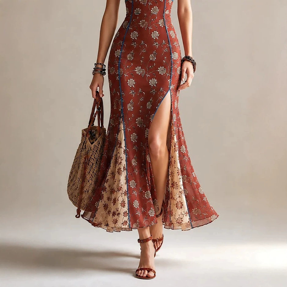 Elegant Fishtail Mesh Long Dress For Vacation - Image 4