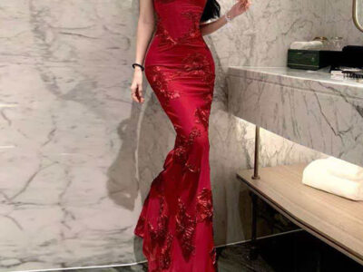 Strapless Backless Dress Long Sheath Skirt