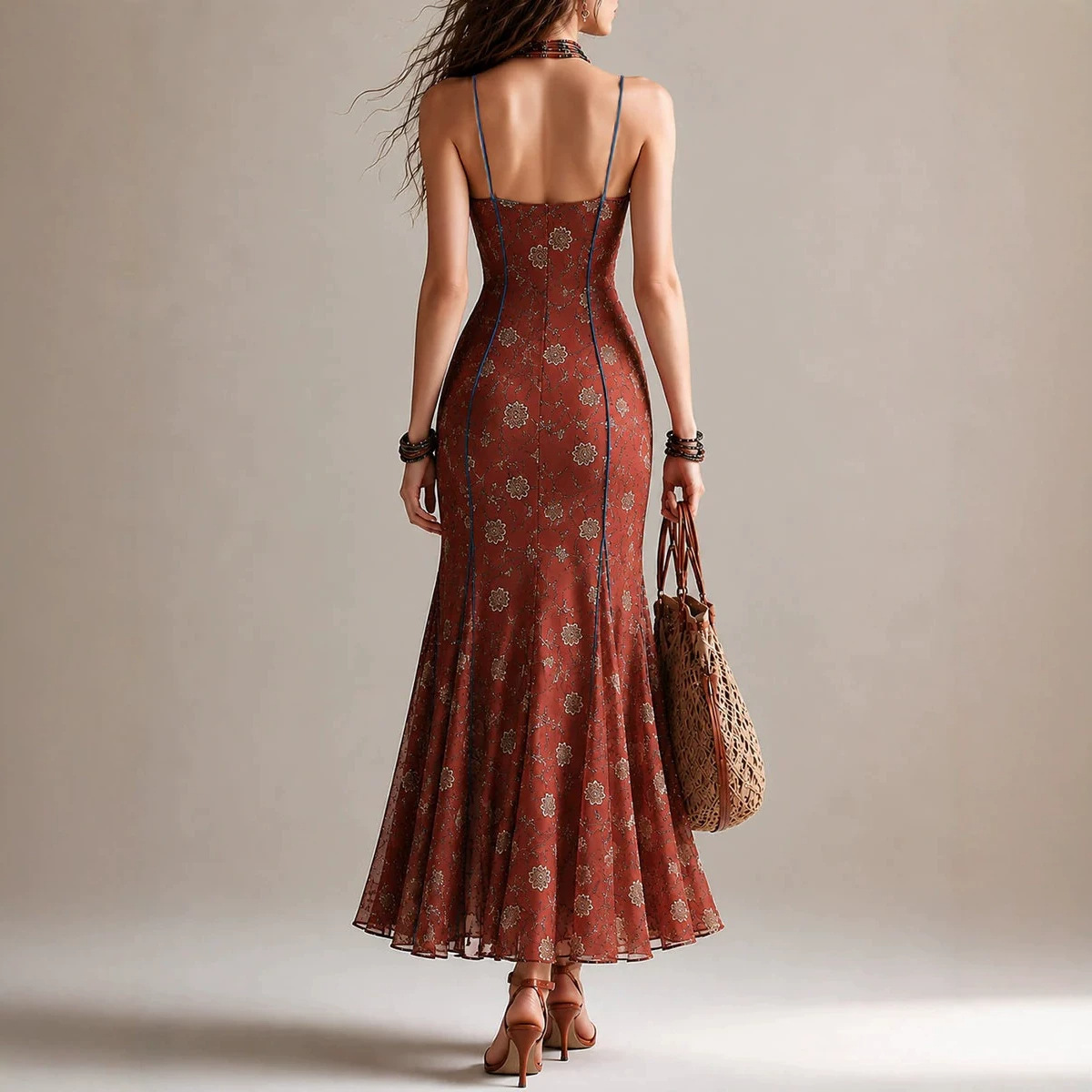 Elegant Fishtail Mesh Long Dress For Vacation - Image 2