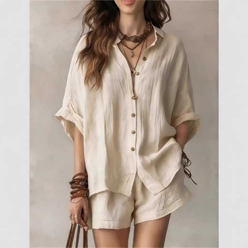 Button-Up Shirt and Wide-Leg Shorts Set - Image 10