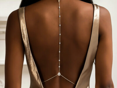 Long Pearl Tassel Backless Evening Body Chain