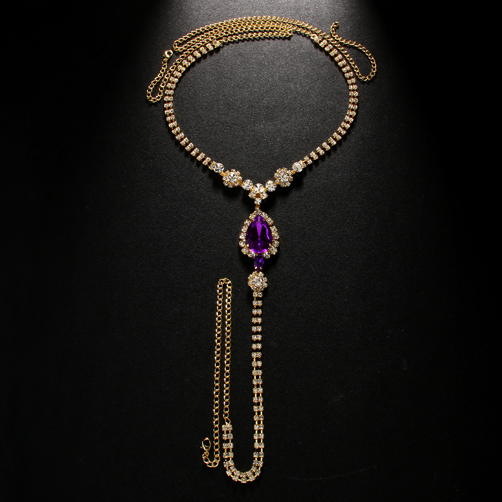 Purple Diamond Drop Underwear Body Chain - Image 2