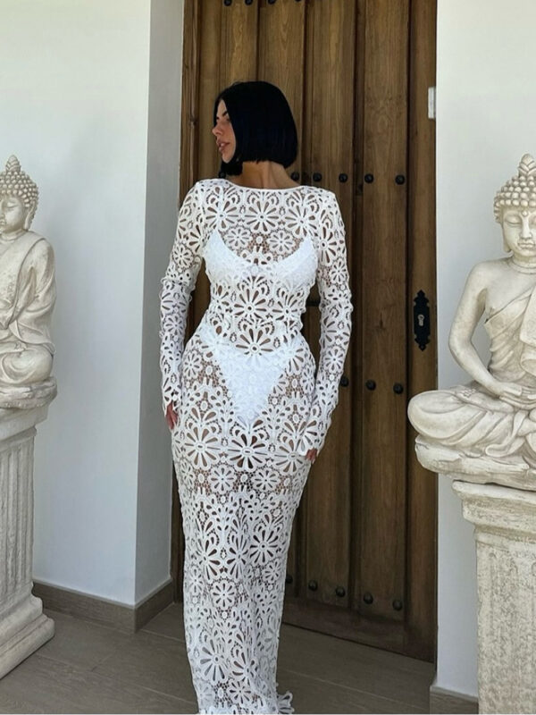 Sexy Lace Hollow-out Backless Beach Resort Dress