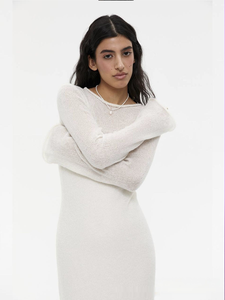 Knitted Hollow-out Dress For Vest Skirt Set Women - Image 3