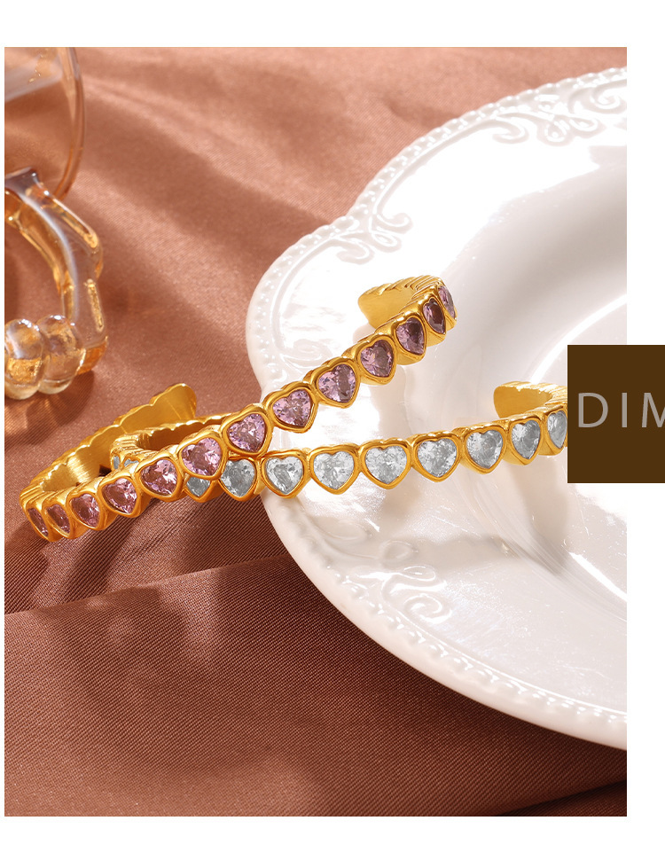 Multi-Color Zircon Open Cuff Bracelet - Image 3