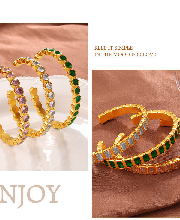 Multi-Color Zircon Open Cuff Bracelet
