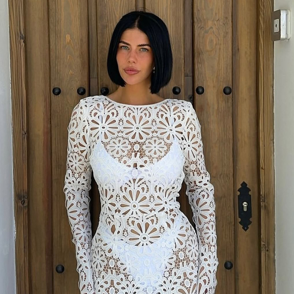 Sexy Lace Hollow-out Backless Beach Resort Dress - Image 2