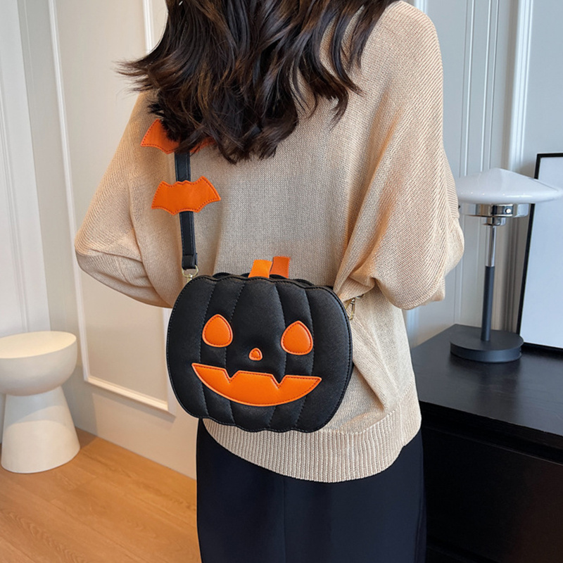 Halloween Pumpkin Bat Crossbody Bag - Image 4