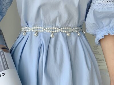 Fashionable, Versatile Waistband Accessory For Dresses A Pearl-wrapped Belt