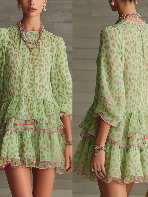 Floral Print Loose Chiffon Midi Dress