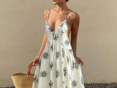Fashionable Printed Halterneck Dress For Women
