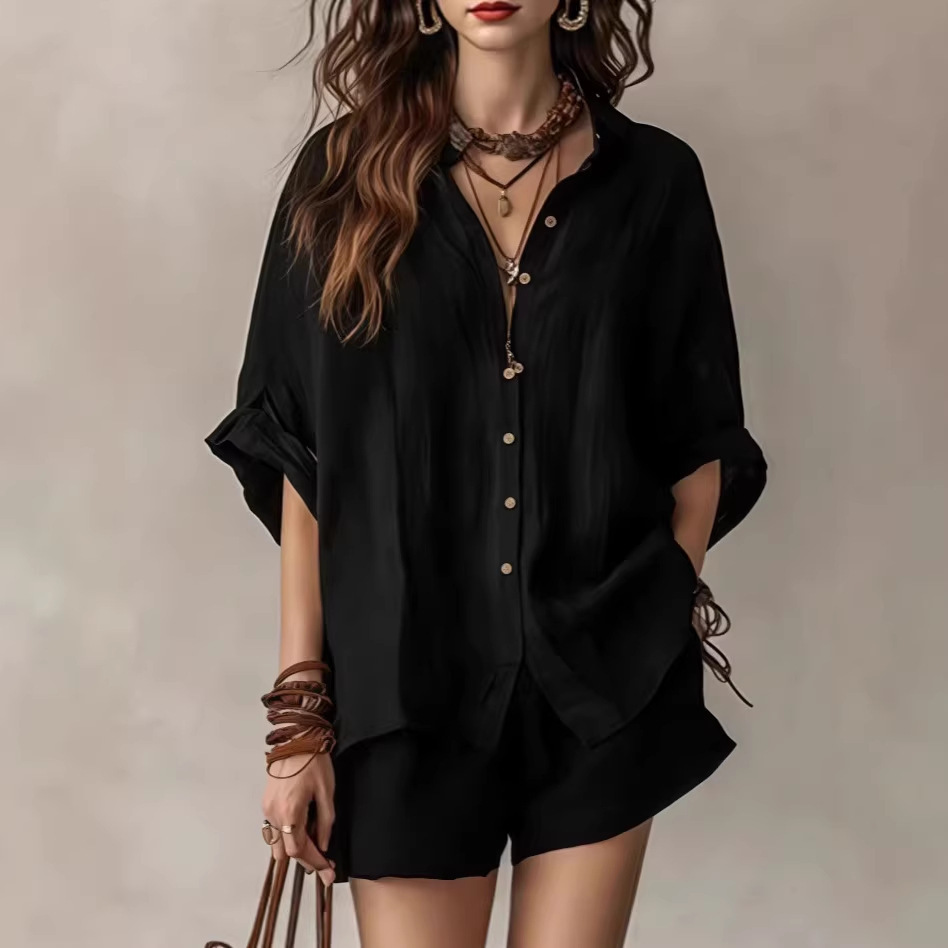 Button-Up Shirt and Wide-Leg Shorts Set - Image 7
