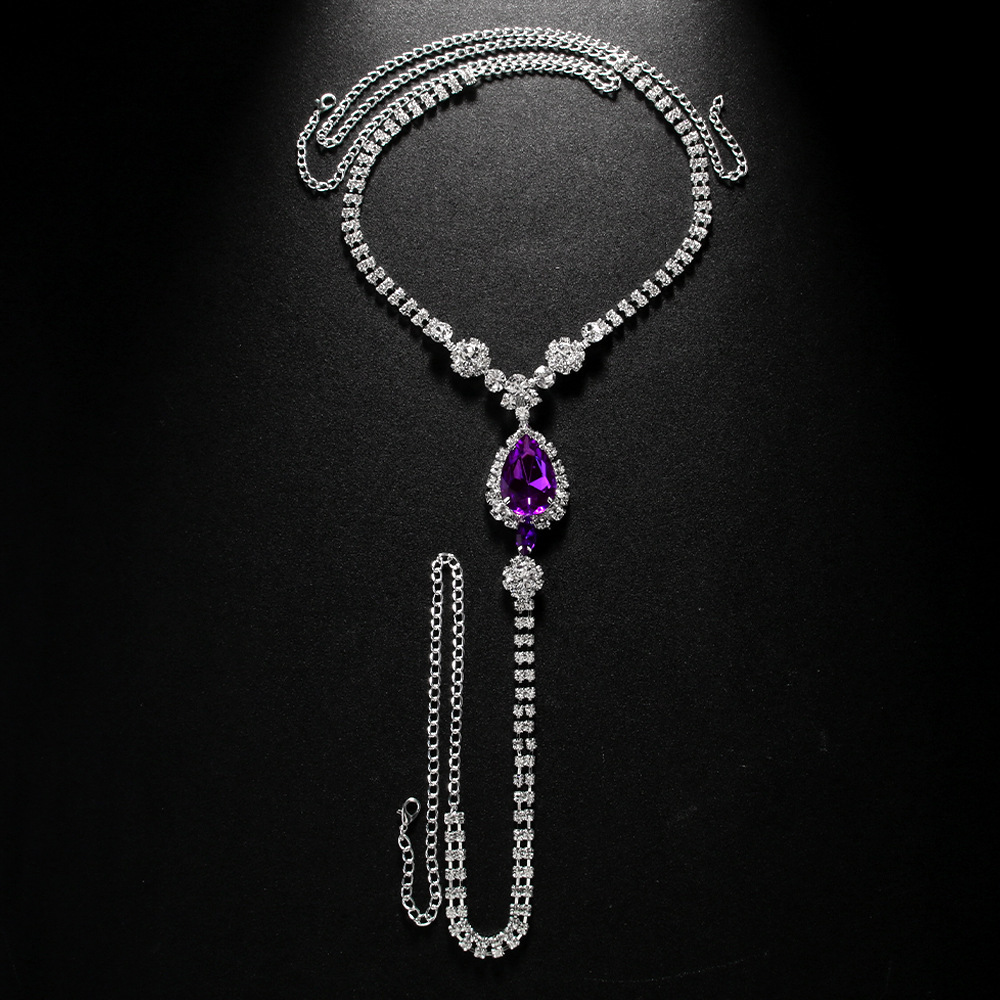 Purple Diamond Drop Underwear Body Chain - Image 3