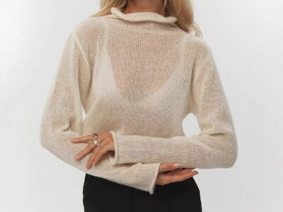 Knitted Long-sleeved Top Loose And Idle Curling Hollow Design
