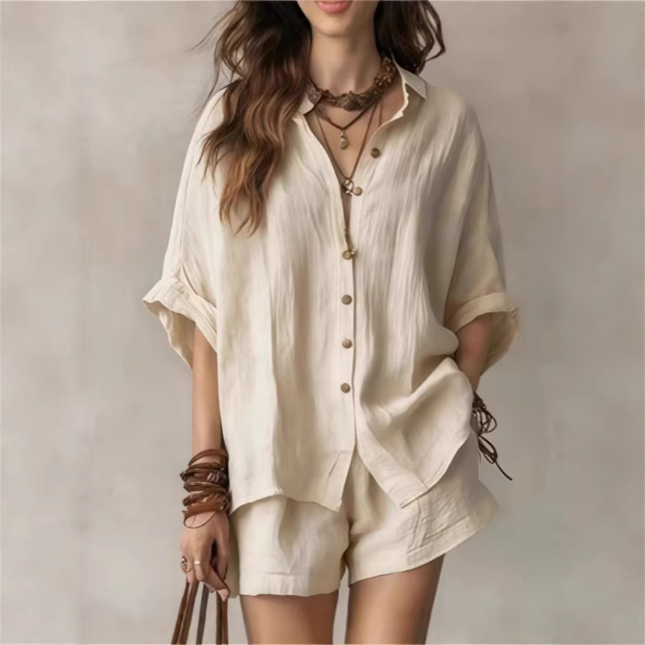 Button-Up Shirt and Wide-Leg Shorts Set - Image 5