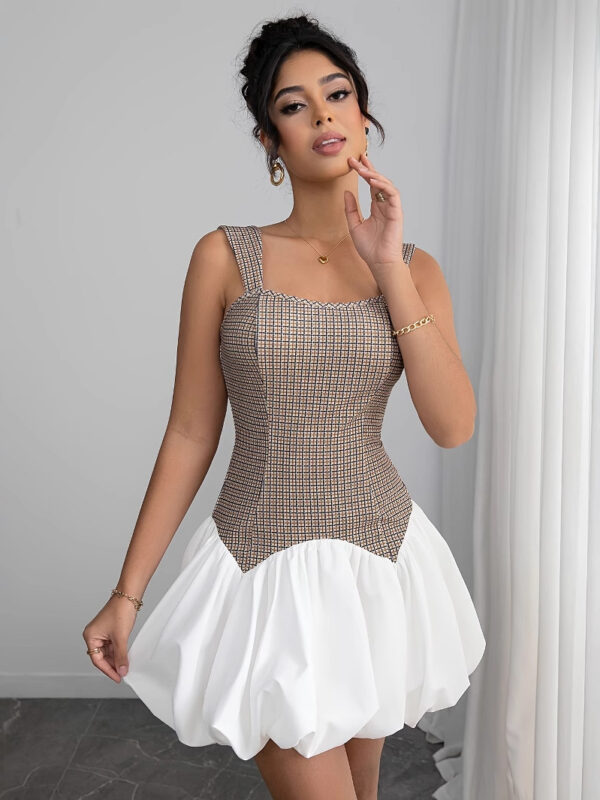 Color Block Stretch Suspender Mini Dress