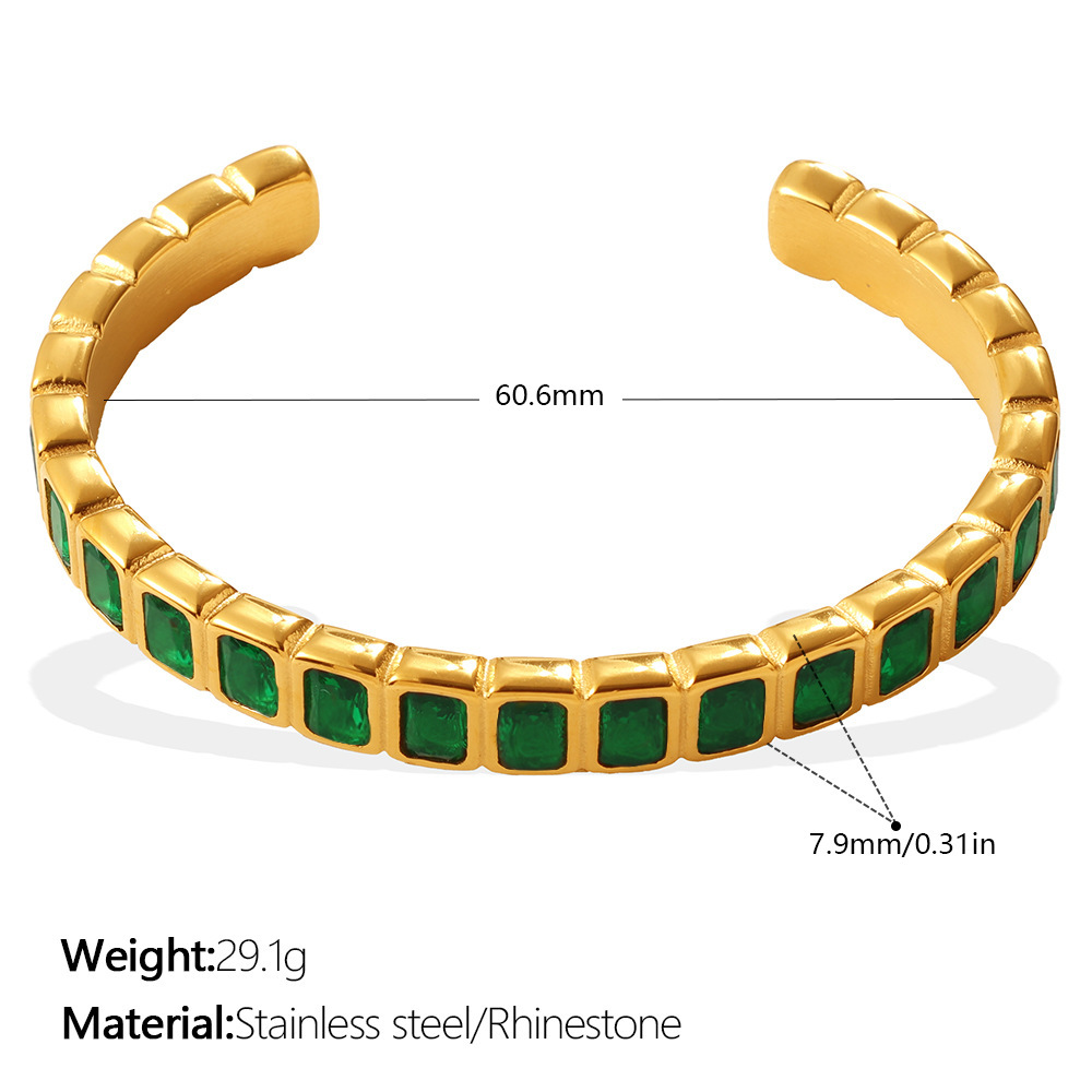 Multi-Color Zircon Open Cuff Bracelet - Image 7