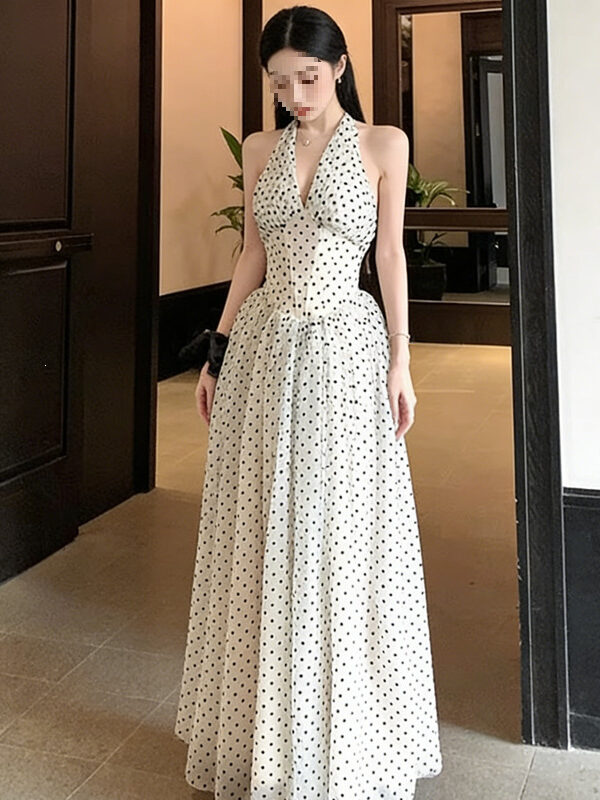 Backless V-Neck Halter Dress