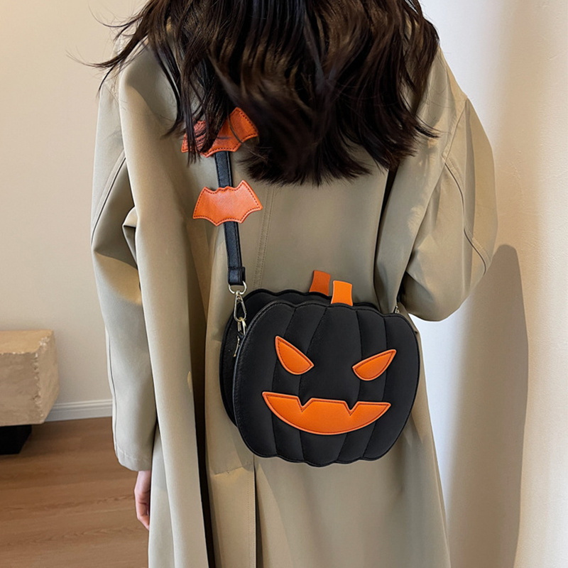 Halloween Pumpkin Bat Crossbody Bag - Image 2