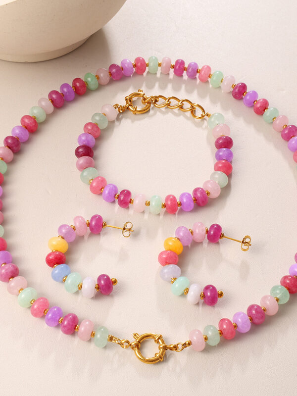 Colorful Beaded Earrings, Bracelet & Necklace Set