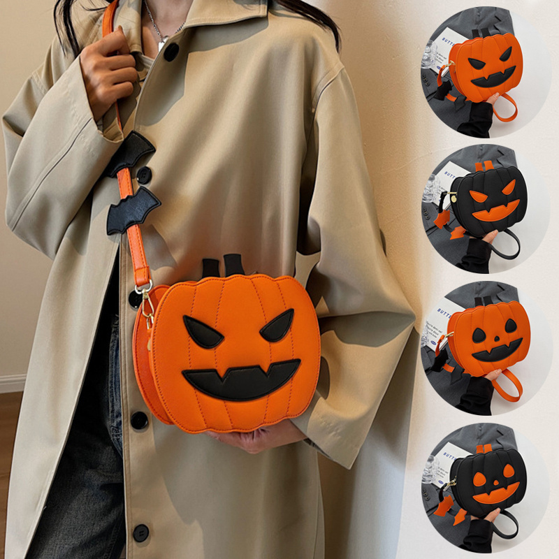Halloween Pumpkin Bat Crossbody Bag