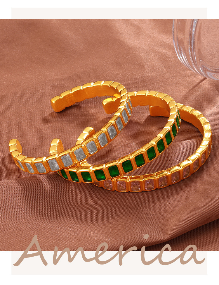 Multi-Color Zircon Open Cuff Bracelet - Image 6