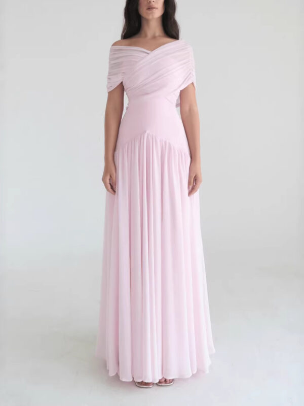 Cross-Design Short-Sleeve Maxi Dress