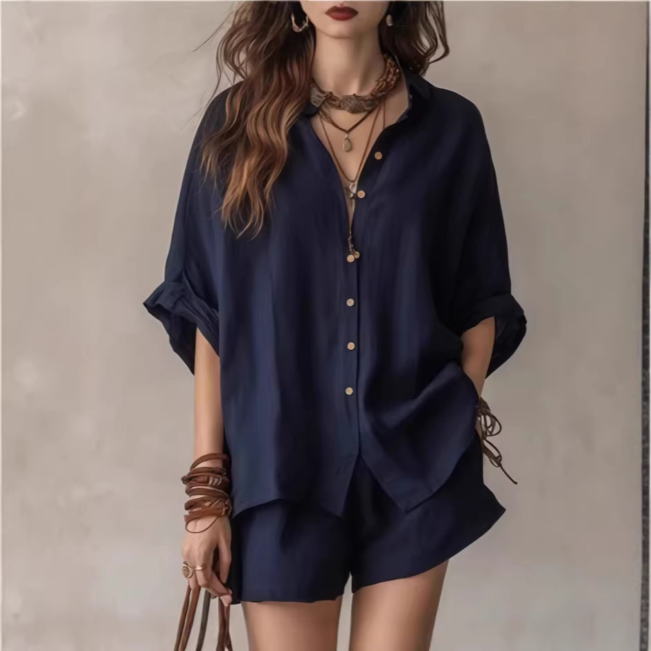 Button-Up Shirt and Wide-Leg Shorts Set - Image 9